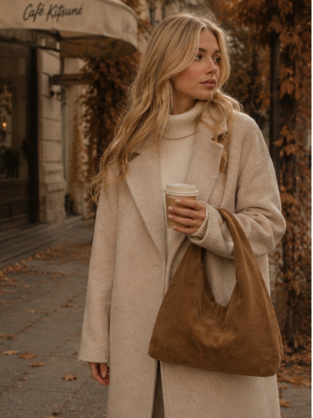 Brown Suede Hobo Tote Bag Soft Slouchy Shoulder Purse Fall Aesthetic